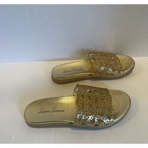 Lauren Lorraine Byanka Gold Heels Size 6 NEW In Box Sparkly Formal Shoes